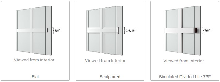  This image features grid pattern options for Milgard Trinsic Series vinyl windows, designed with a contemporary aesthetic in mind. The Trinsic Series offers maximum glass area with a sleek, narrow frame, and these grid styles add a subtle architectural touch without compromising the modern look. Ideal for homeowners seeking minimalist, stylish Milgard window designs with customizable detailing.
